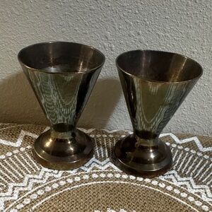 Elegant Brass - Silver Coated Goblet Mid Century Set